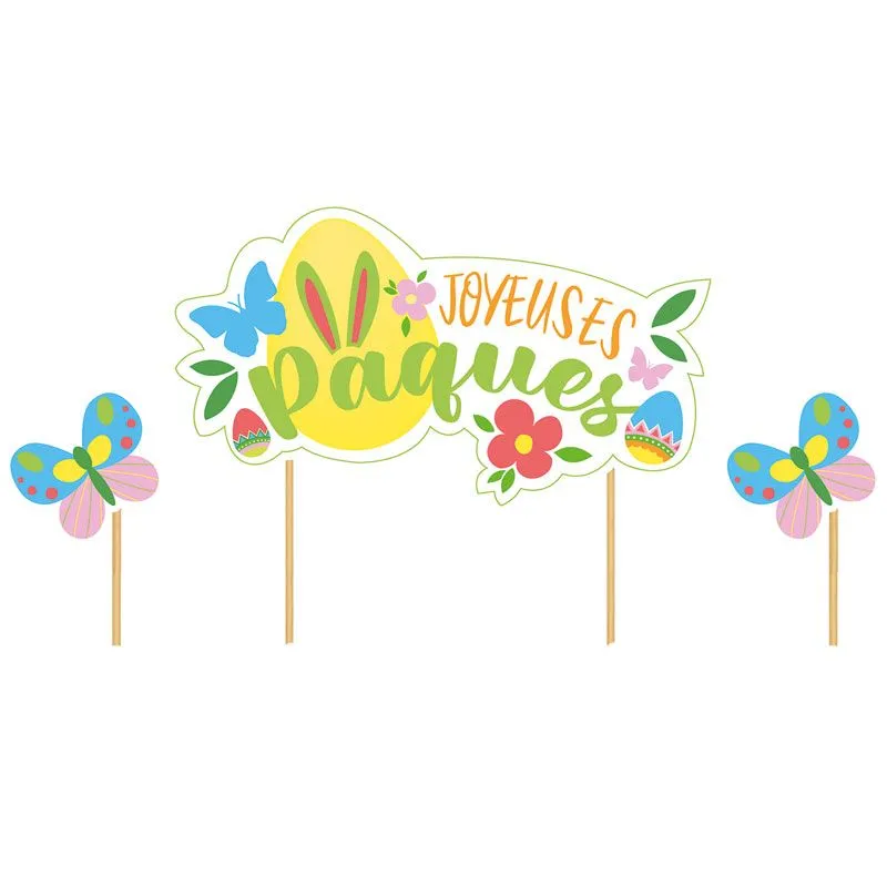 Cake topper assortis "Joyeuses Pâques" 