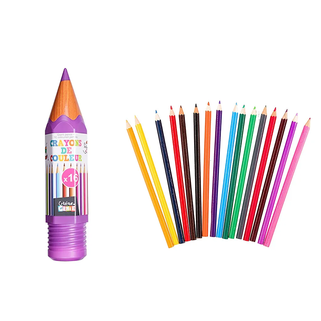 Maxi-crayon trousse et 16 crayons de couleur 