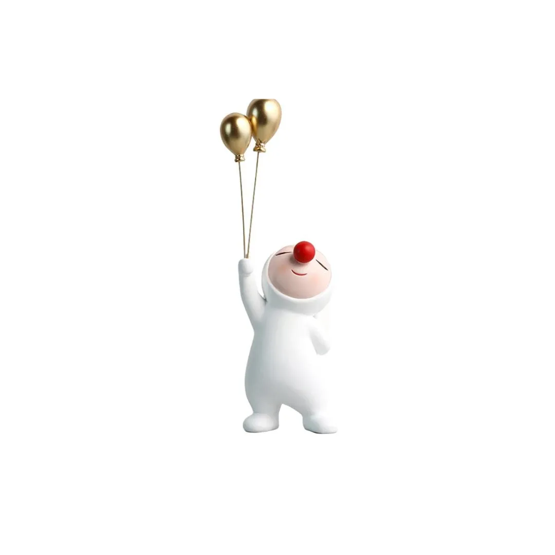 STATUE BEBE LAPIN NEZ ROUGE AVEC 2 BALLONS 